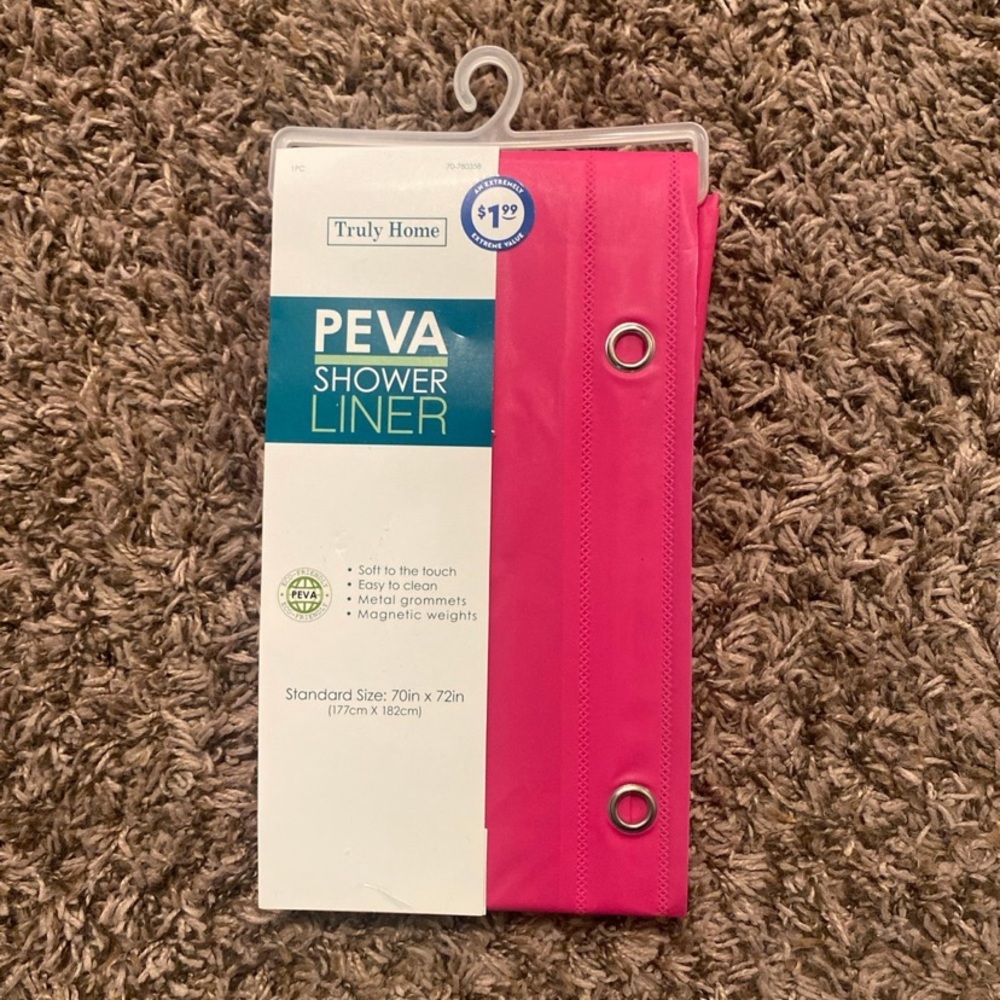Pink PEVA Shower Liner